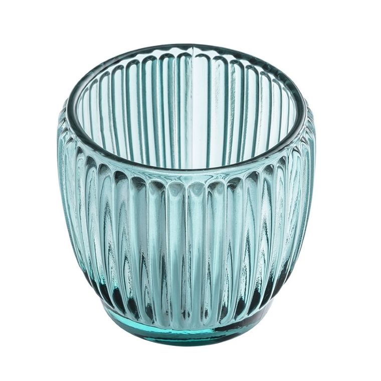 Altom Design, świecznik szklany, 7-7-7 cm, niebieski
