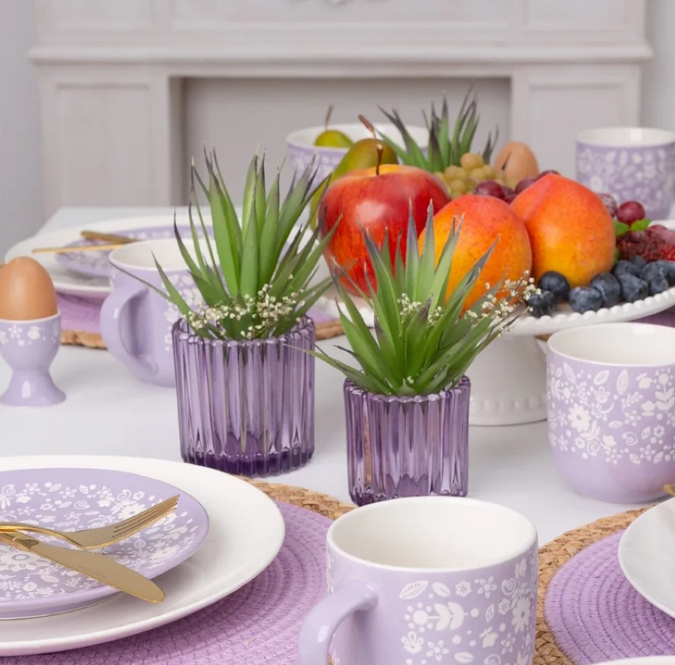 Altom Design, świecznik szklany, 7.5-7.5-7.5 cm, fioletowy