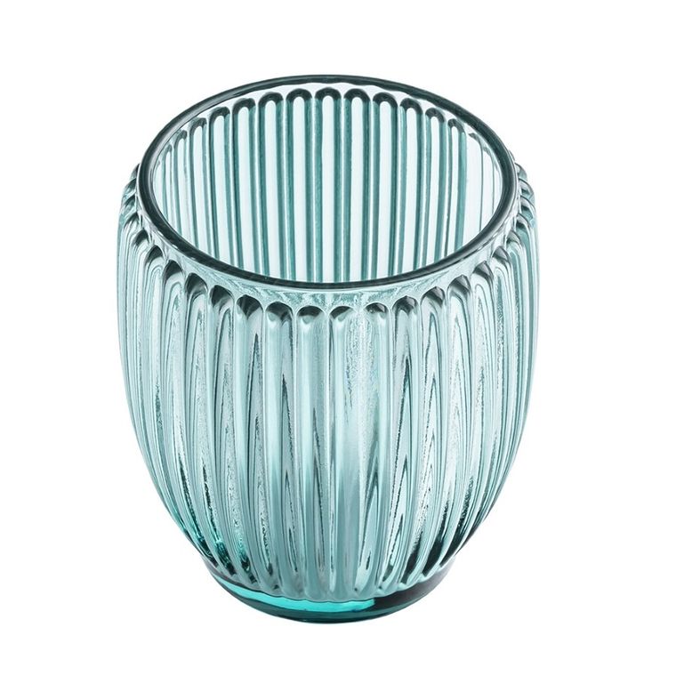 Altom Design, świecznik szklany, 8-8-9.5 cm, niebieski