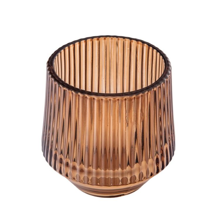 Altom Design, świecznik szklany, prążkowany, 7-7-8 cm