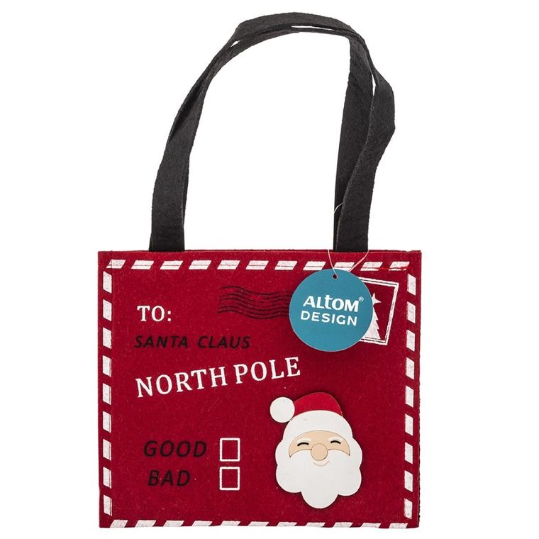 Altom Design, torebka filcowa list do św. Mikołaja, 19.5-22-0.5 cm