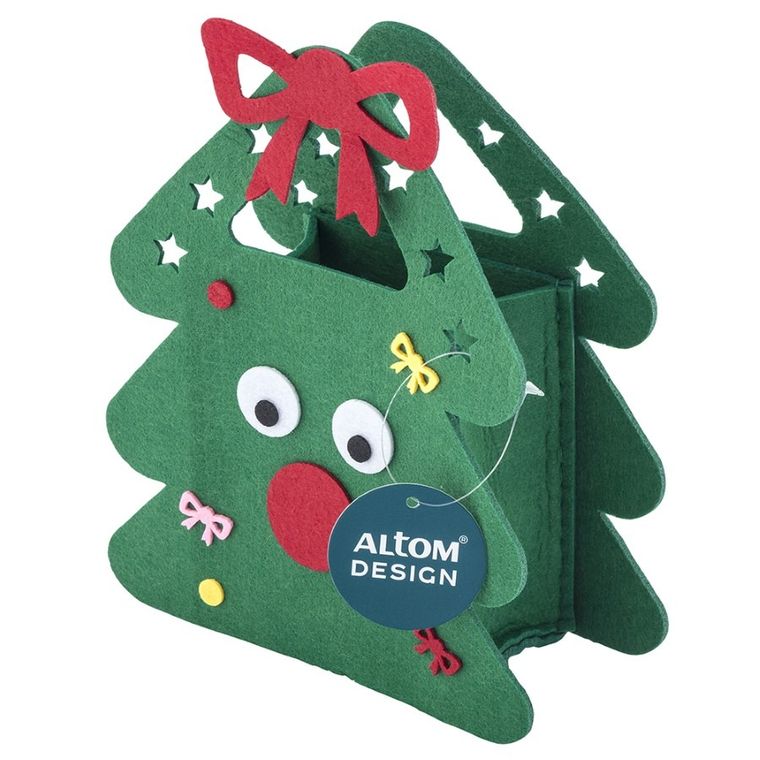 Altom Design, torebka prezentowa filcowa choinka, 19,5-8-23,5 cm