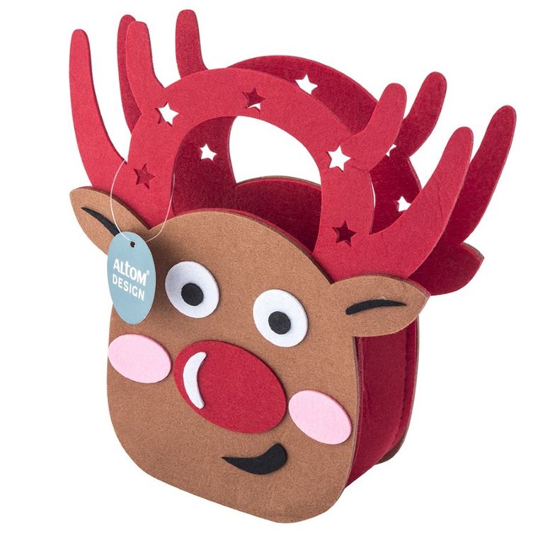 Altom Design, torebka prezentowa filcowa renifer, 16-8-24 cm