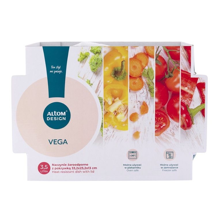 Altom Design, Vega, naczynie żaroodporne z pokrywką, owalne, 3,5l, 33,2-23,2-13 cm