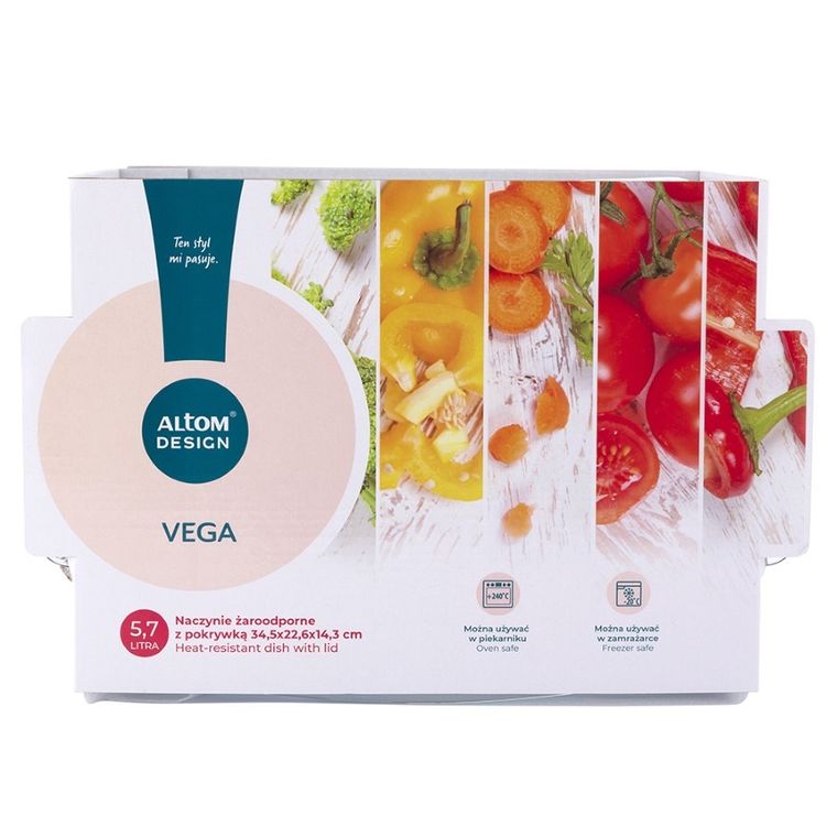 Altom Design, Vega, naczynie żaroodporne z pokrywką, owalne, 5,7l, 34,5-22,6-14,3 cm