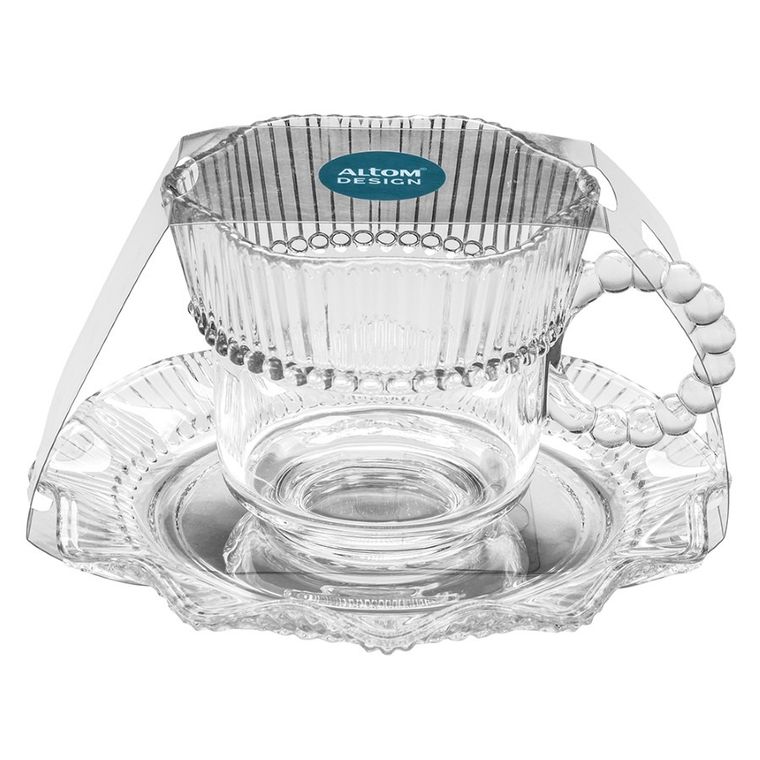 Altom Design, Vivienne, filiżanka szklana ze spodkiem, 200 ml