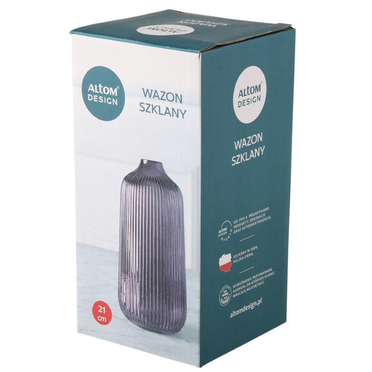 Altom Design, wazon, szklany, fioletowy, 21 cm