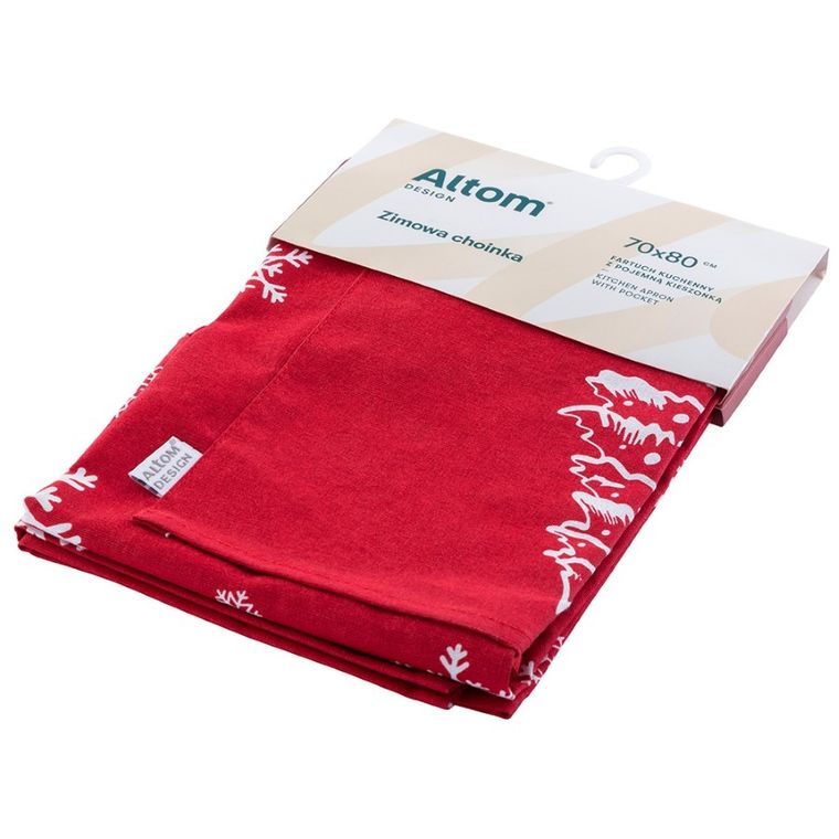 Altom Design, zimowa choinka fartuch kuchenny z kieszonką, 70-80 cm, bawełna, 100%