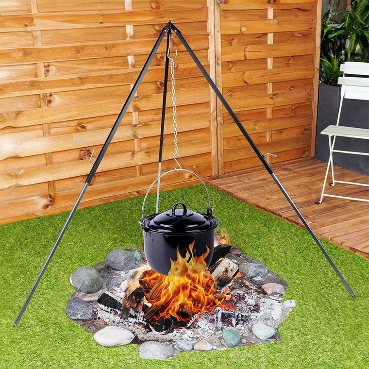 Ambiance, stojak na kociołek, ruszt grillowy, stalowy, regulowany trójnóg, 150 cm