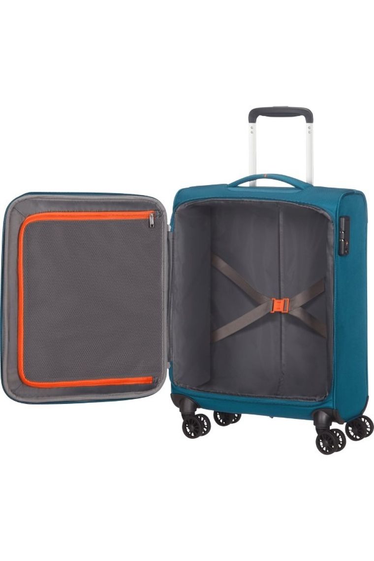 American Tourister, Crosstrack Spinner, walizka, navy/orange, 55-40-20 cm