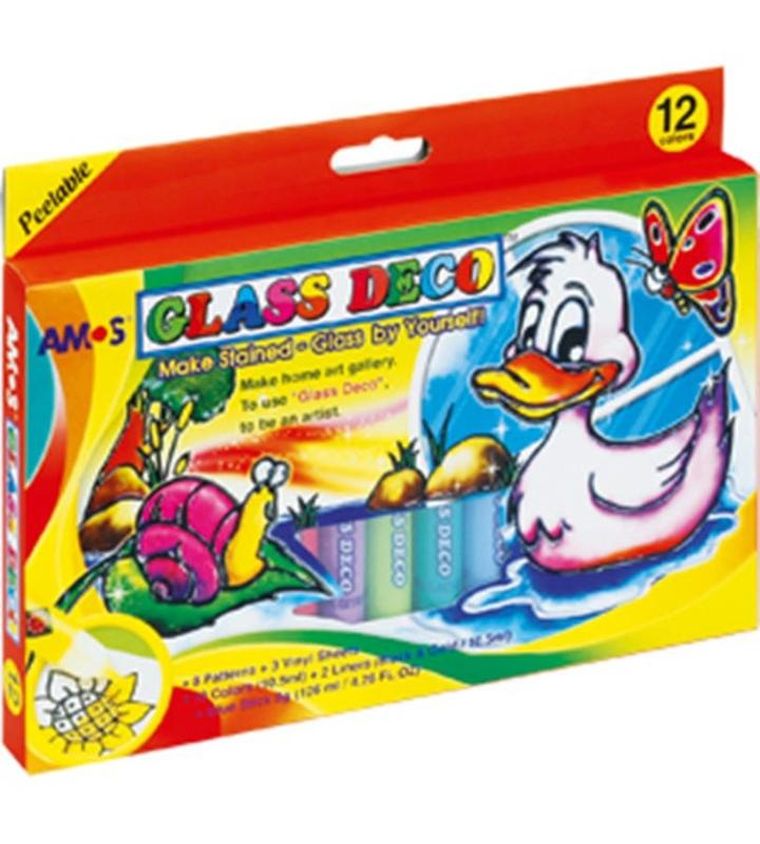 Amos, Glass Deco, farby witrażowe, 12 kolorów