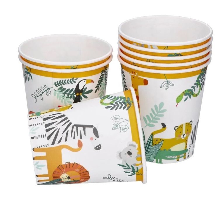 Amscan, kubki papierowe, zwierzątka, 250 ml, 8 szt.