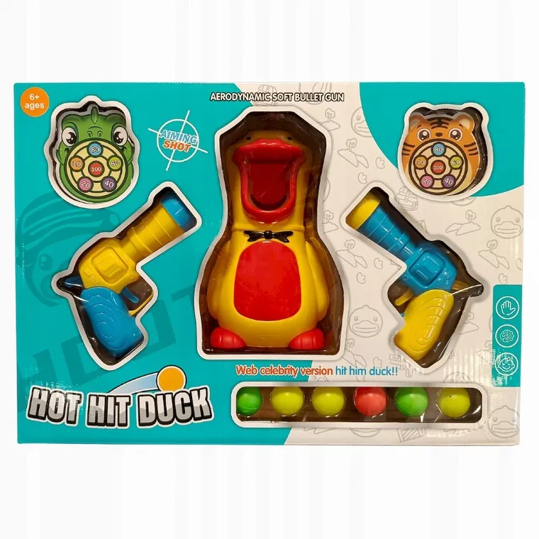 Anek dla Dzieci, kaczka, strzelanie do celu, wyrzutnia z kulkami