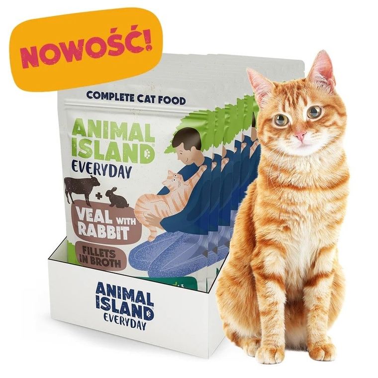 Animal Island, cielęcina z królikiem, karma mokra dla kota, 85g, 12 szt.
