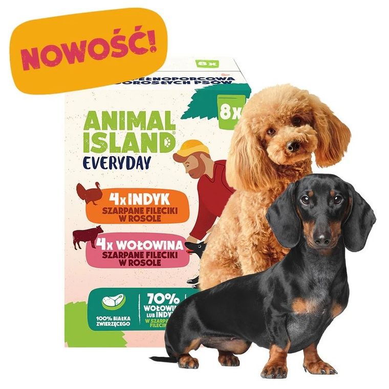 Animal Island, indyk i wołowina, karma mokra dla psa, 150g, 8 szt.