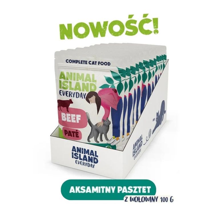 Animal Island, pasztet wołowina, karma mokra dla kota, 100g, 12 szt.