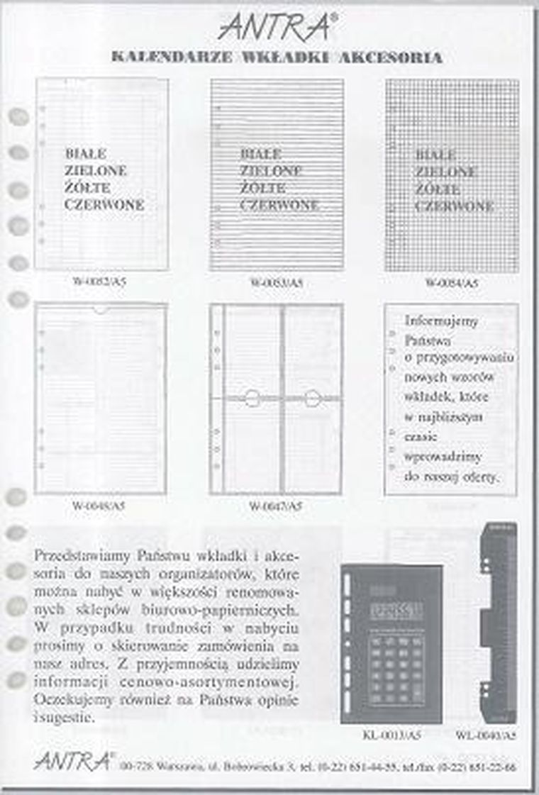 Antra, wkład do organizera A5, bloczek
