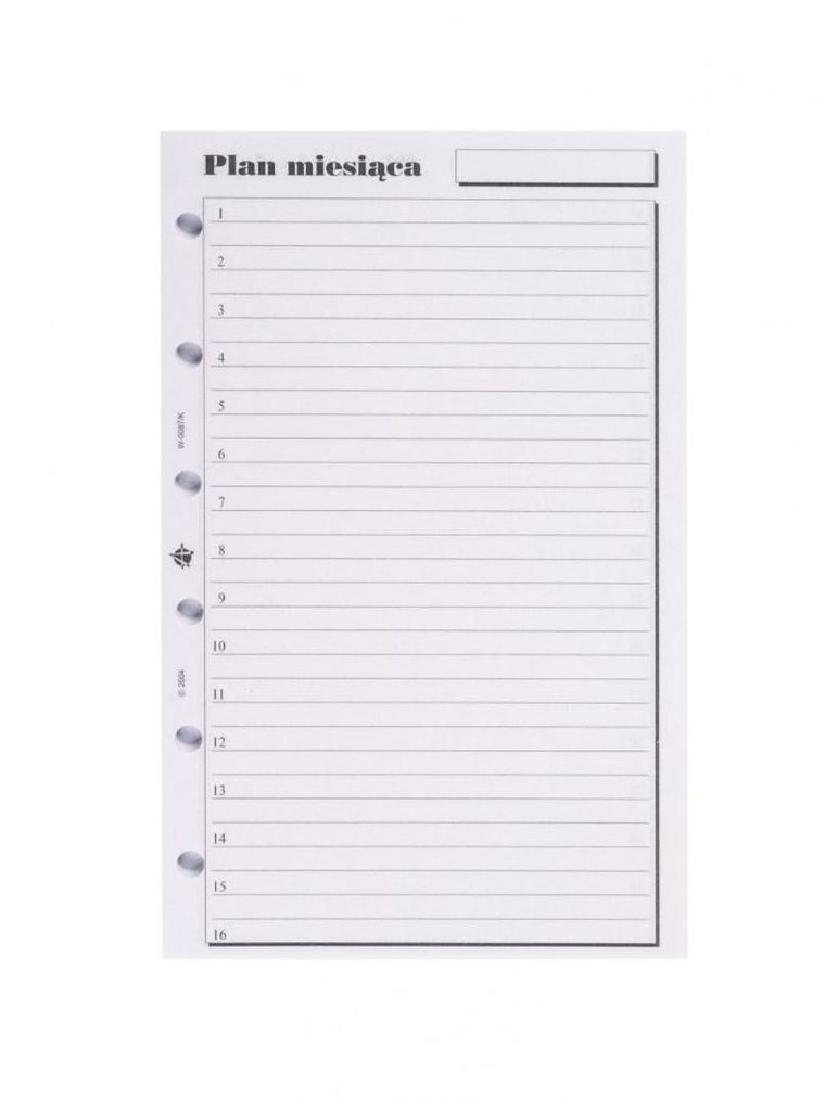 Antra, wkład do organizera, kieszonka, Plan miesiąca