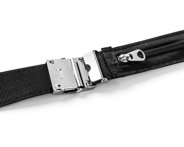 Antykradzieżowy pasek z ukrytą kieszonką, czarny