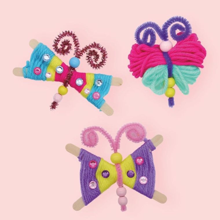 Apli Kids, Craft Kit, zestaw do robienia breloczków, Wełniane Motyle