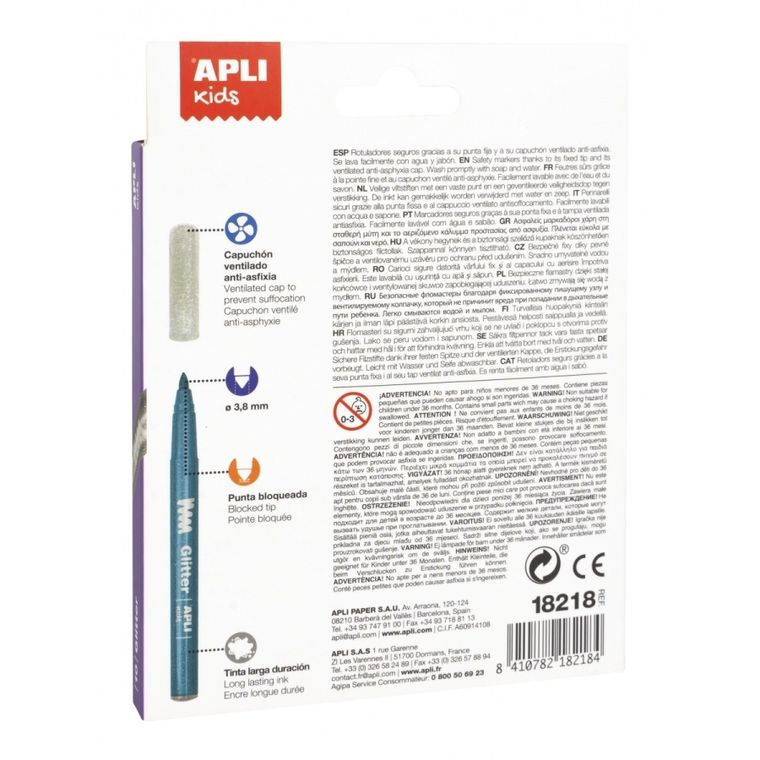 Apli Kids, flamastry brokatowe, 10 kolorów