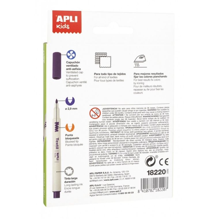 Apli Kids, flamastry tekstylne, 10 kolorów