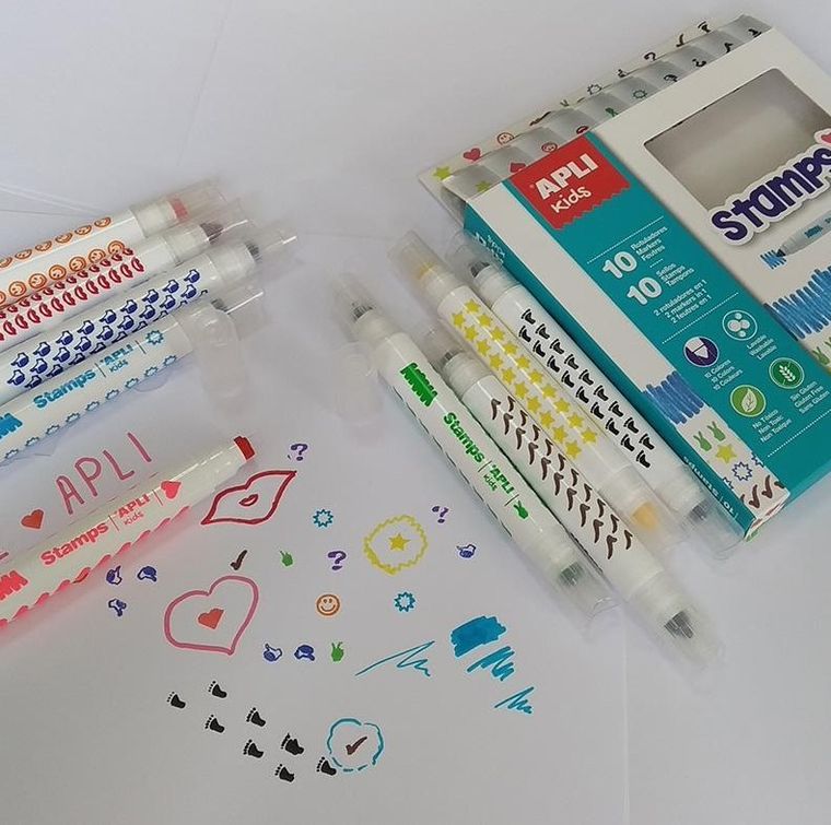 Apli Kids, flamastry ze stempelkami, 10 kolorów