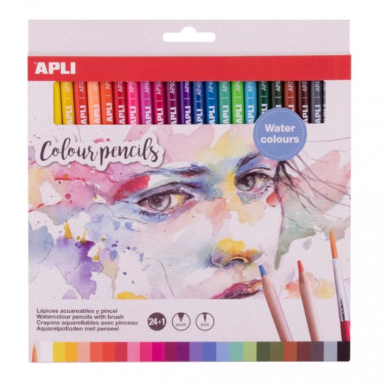 Apli Kids, kredki akwarelowe z pędzelkiem, 24 kolory