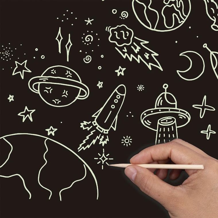 Apli Kids, Magic Scratch, zestaw wydrapywanek świecących w ciemności, A4