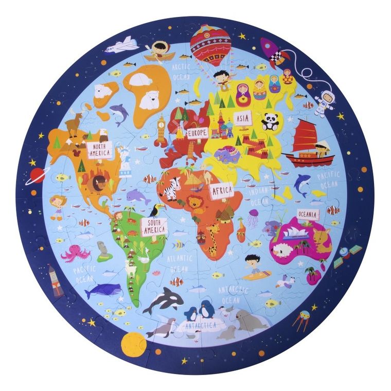 Apli Kids, Mapa Świata, puzzle okrągłe w tubie, 48 elementów