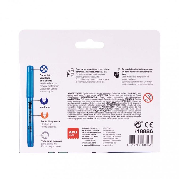 Apli Kids, markery do ozdabiania, metaliczne, 8 szt.