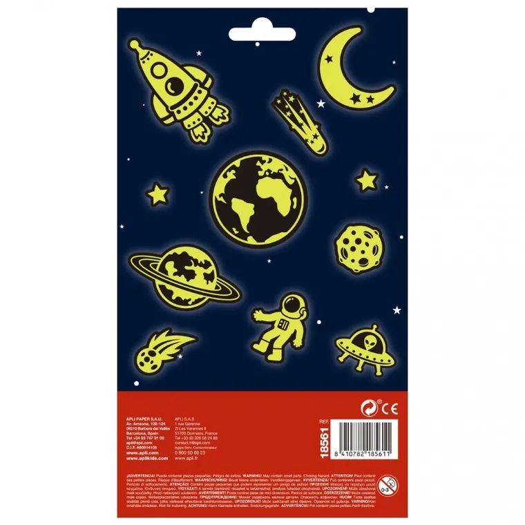 Apli Kids, naklejki świecące w ciemności, kosmiczna przygoda