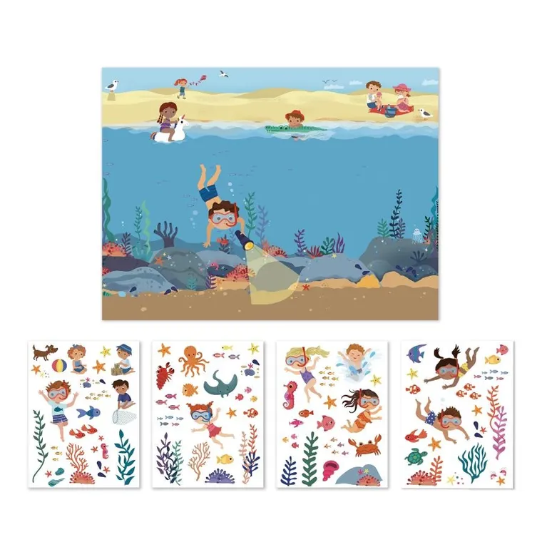 Apli Kids, naklejki wielokrotnego użytku z planszą, Ocean