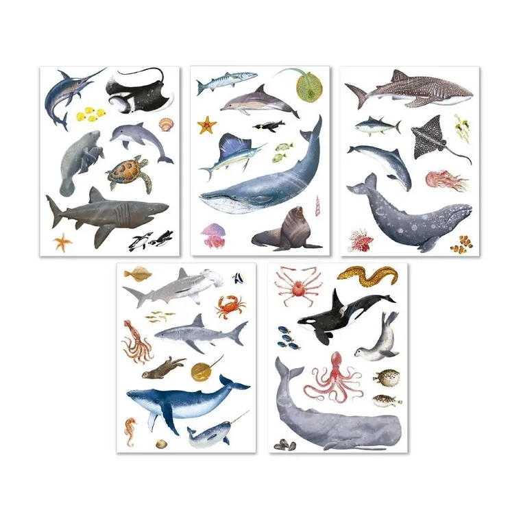 Apli Kids, Naklejki wielokrotnego użytku, zwierzęta morskie
