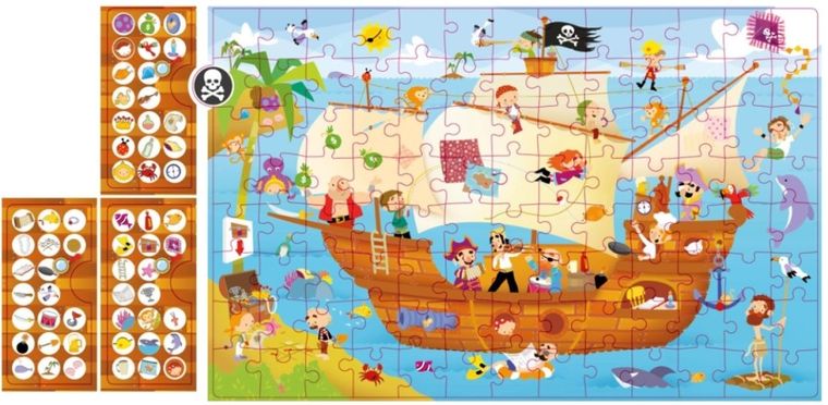 Apli Kids, Statek piratów, puzzle obserwacyjne, 104 elementy