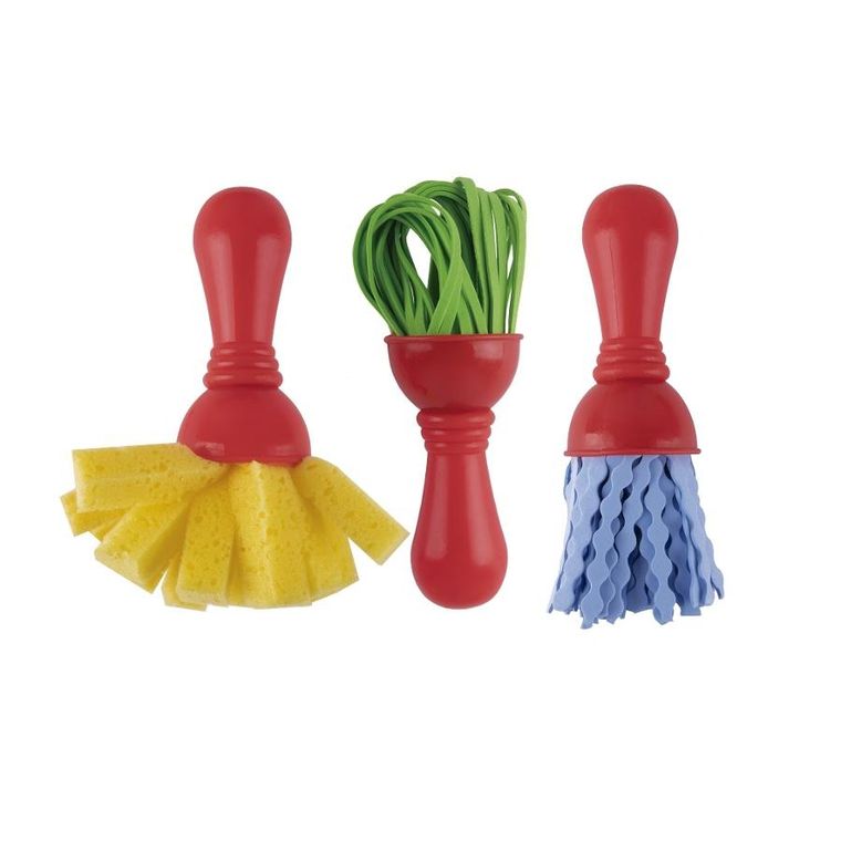 Apli Kids, zestaw pędzli z pianki EVA + gąbki, 3 szt.