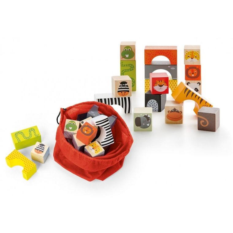 Apli Kids, Zwierzęta, drewniane klocki z woreczkiem
