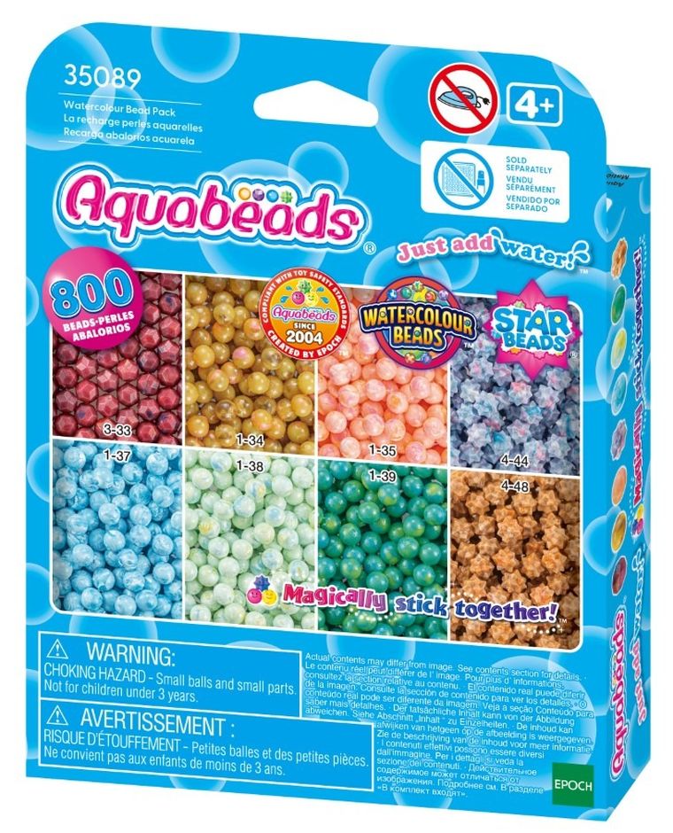 Aquabeads, Akwarelowe koraliki wodne, zestaw uzupełniający, 800 elementów, 35089