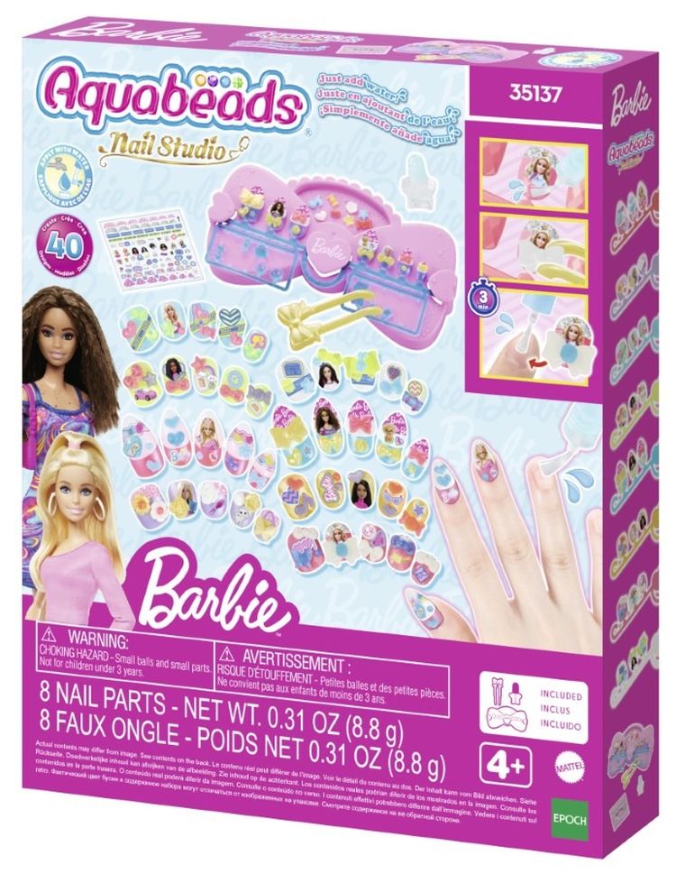 Aquabeads, Barbie, Nail Studio, zestaw kreatywny do stylizacji paznokci, 35137