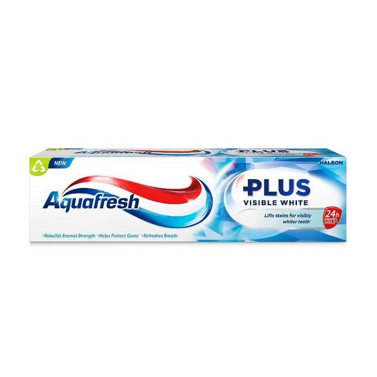 Aquafresh, Plus Visible White, pasta do zębów z fluorkiem, 75 ml