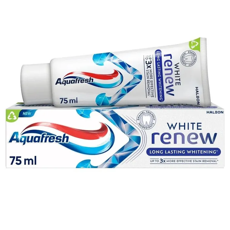 Aquafresh, White Renew Long Lasting Whitening, pasta do zębów z fluorkiem, 75 ml