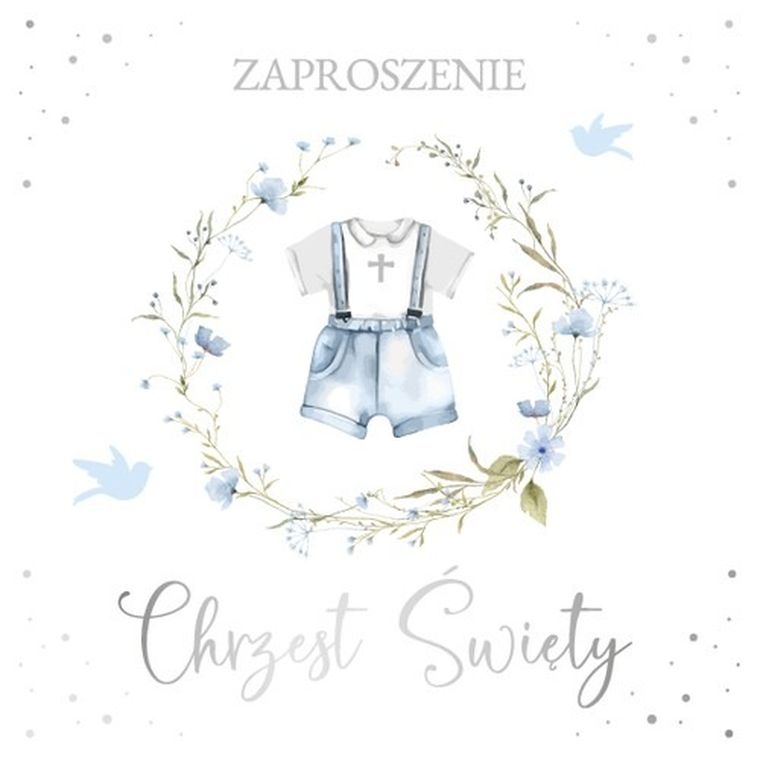 Armin Style, zaproszenie z kopertą, chrzest, 13-13 cm, 10 szt.