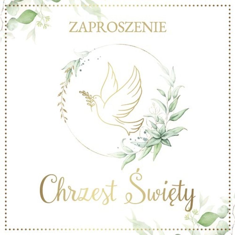 Armin Style, zaproszenie z kopertą, chrzest, 13-13 cm, 10 szt.