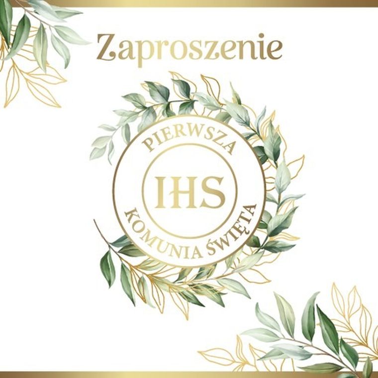 Armin Style, zaproszenie z kopertą, komunia, 13-13 cm, 10 szt.