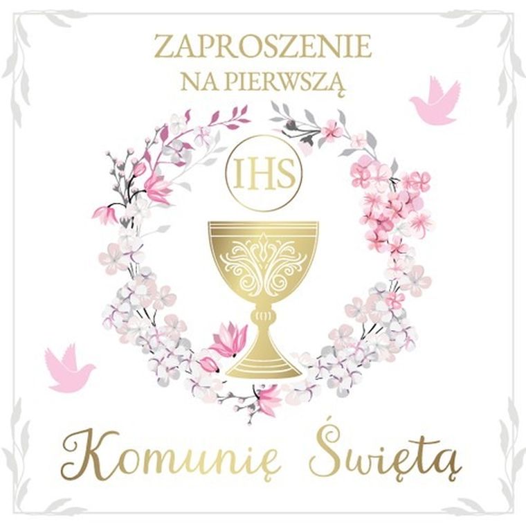 Armin Style, zaproszenie z kopertą, komunia, 13-13 cm, 10 szt.