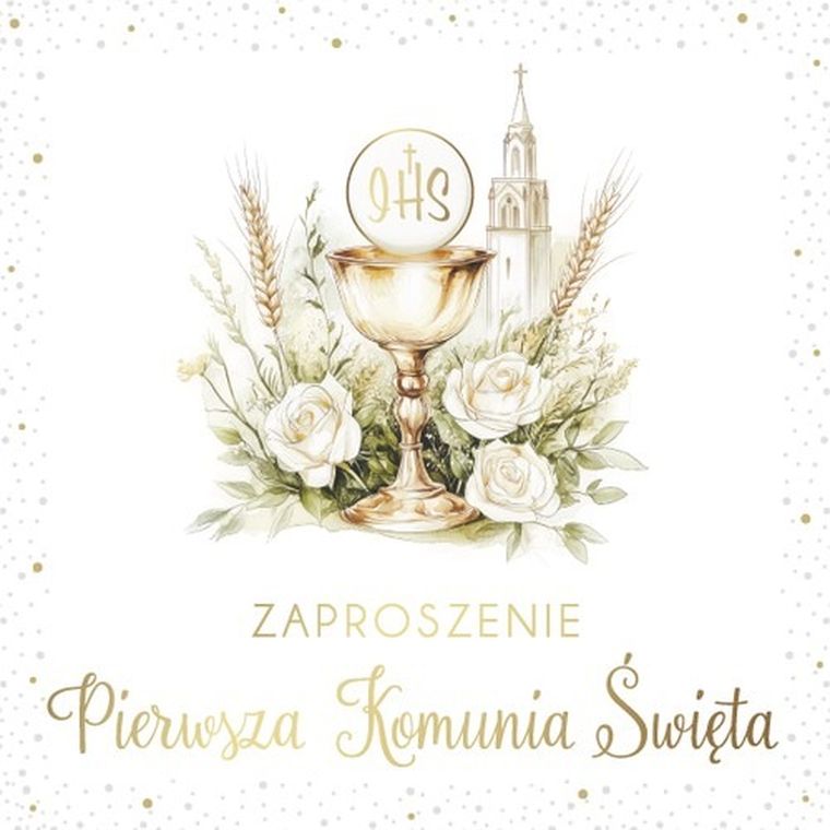 Armin Style, zaproszenie z kopertą, komunia, 13-13 cm, 10 szt.