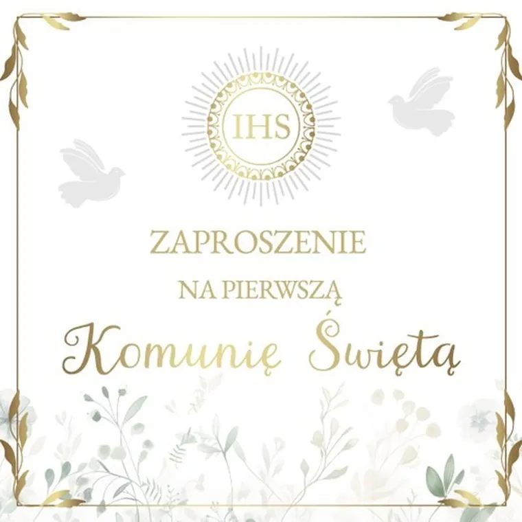 Armin Style, zaproszenie z kopertą, komunia, 13-13 cm, 10 szt.
