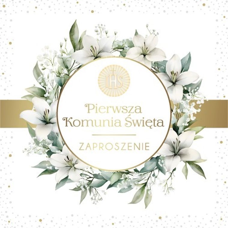 Armin Style, zaproszenie z kopertą, komunia, 13-13 cm, 10 szt.