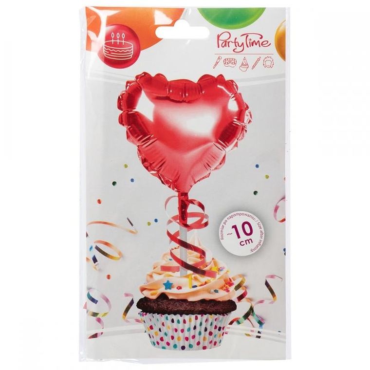 Arpex, balon foliowy na patyczku, serce, czerwony
