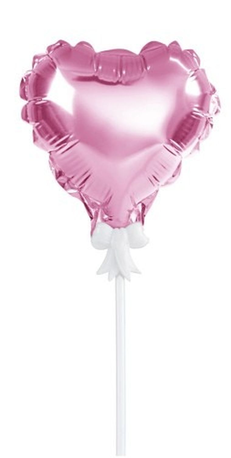 Arpex, balon foliowy na patyczku, serce, różowy
